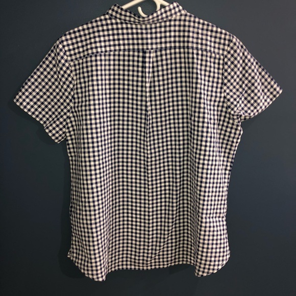 L.L. Bean Blue/White Gingham Short Sleeve Shirt - Picture 5 of 7
